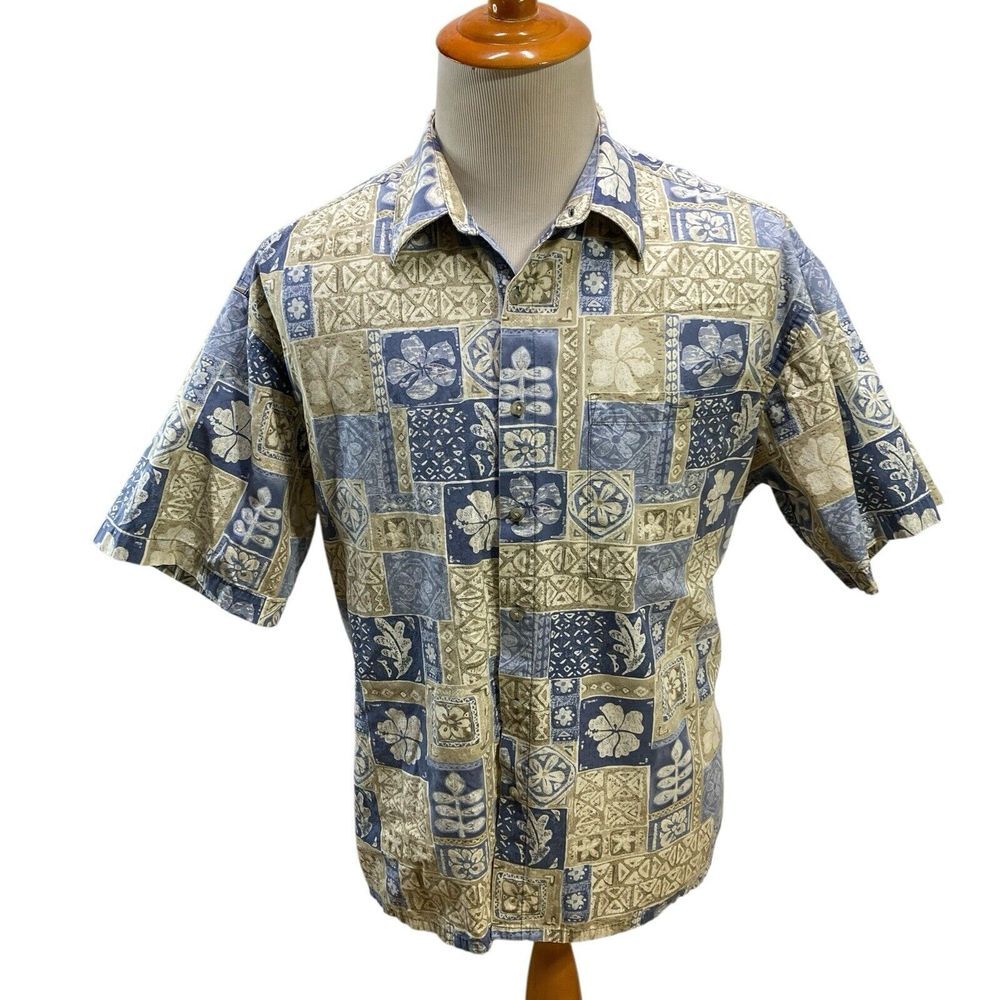 Half Moon Bay Men's XL Short Sleeve Floral Hawaiian Button Down Shirt‎ Tribal